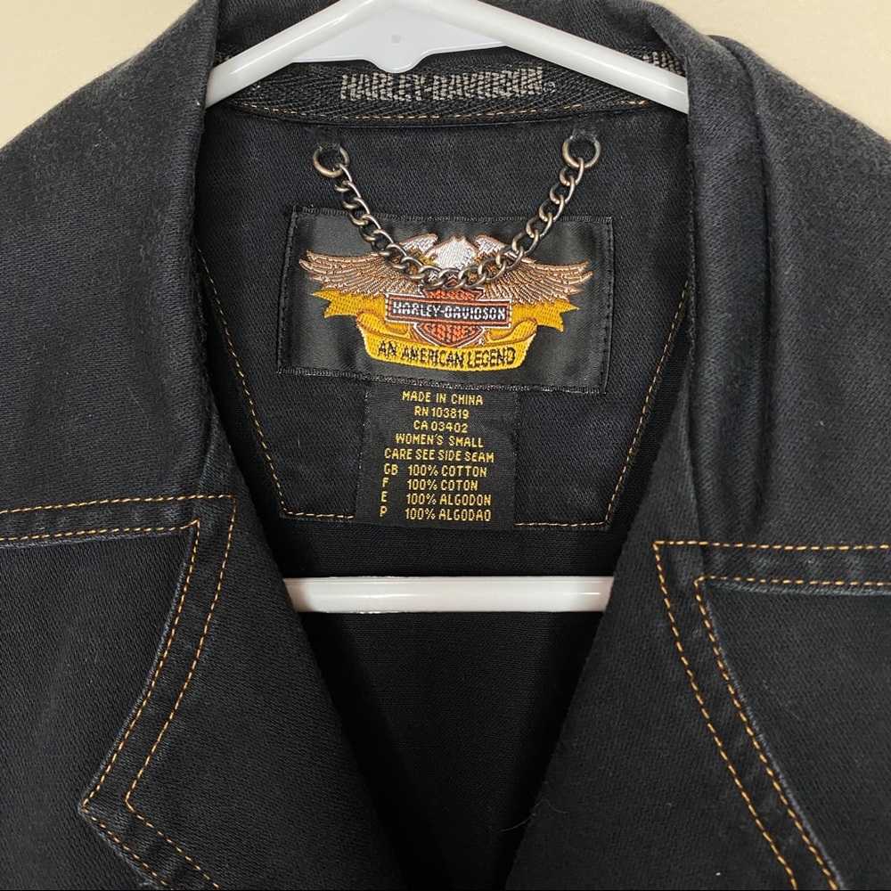 Harley Davidson Dark Navy Biker Vest, Size Small - Picture 3 of 5